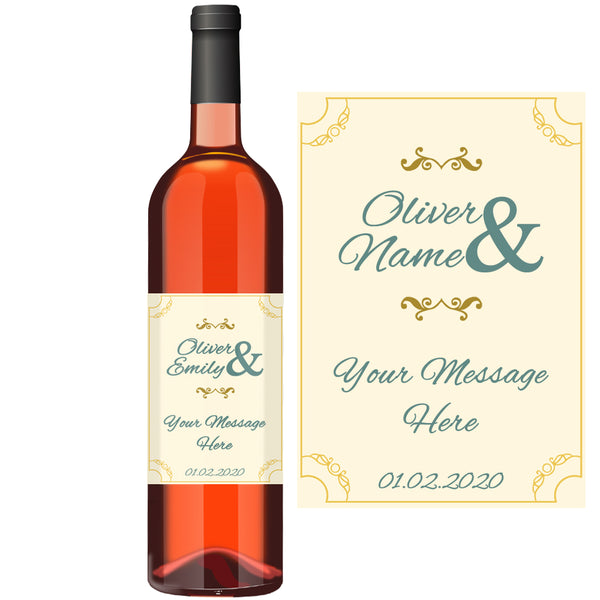 Wine Bottle Label with Wedding Design Image 1