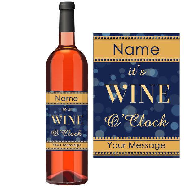 Wine Bottle Label with Wine O'Clock Design Image 1