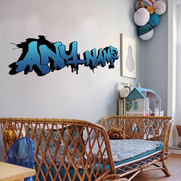 Personalised Large Blue Graffit Sticker Perfect Large Decal For Walls, Bedrooms and More Simply Peel and Stick- 1000mm wide Image 1