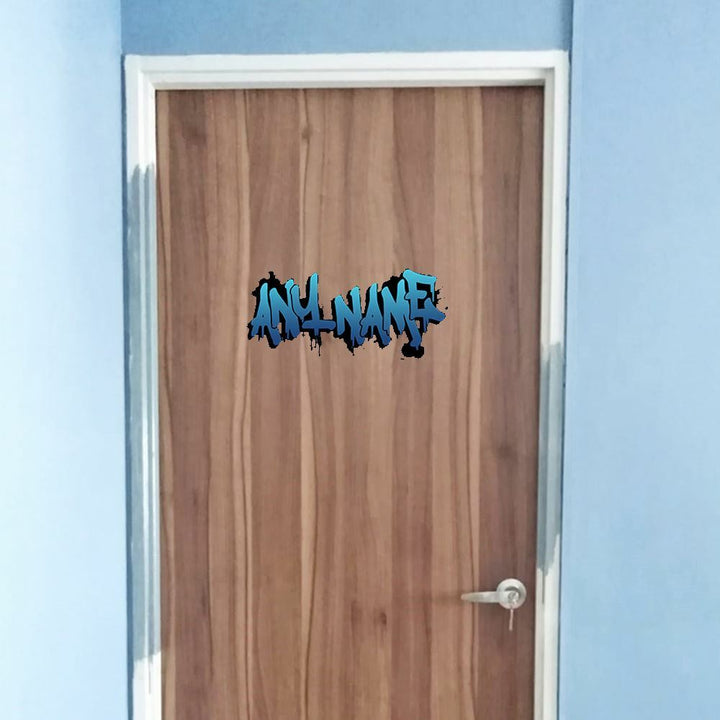 Personalised Blue Graffit Sticker Perfect For Bedroom Doors or Wall Any Name Printed Simply Peel and Stick - 300mm wide Image 2