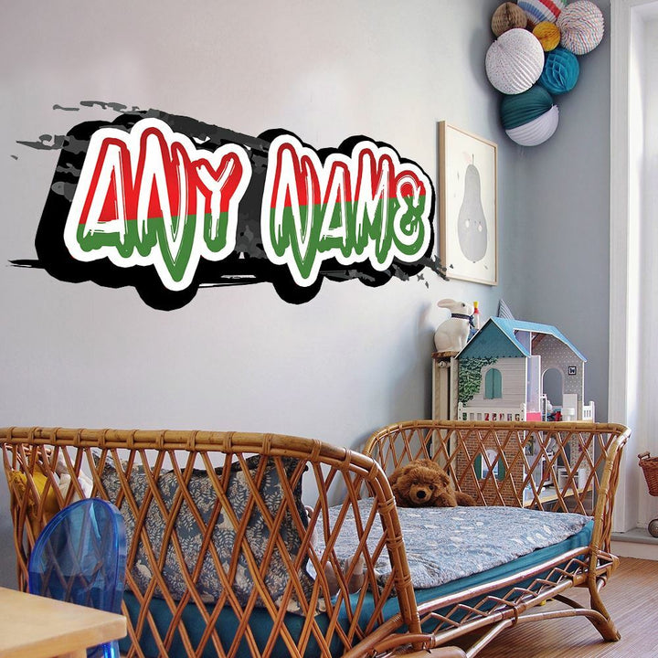 Personalised Large Red and Green Graffit Sticker Perfect Large Decal For Walls, Bedrooms and More Simply Peel and Stick- 1000mm wide Image 2