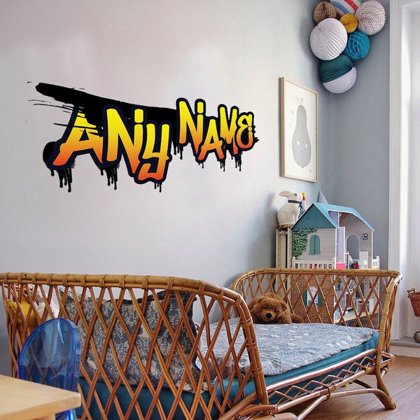Personalised Large Yellow Graffit Sticker Perfect Large Decal For Walls, Bedrooms and More Simply Peel and Stick- 1000mm wide Image 1