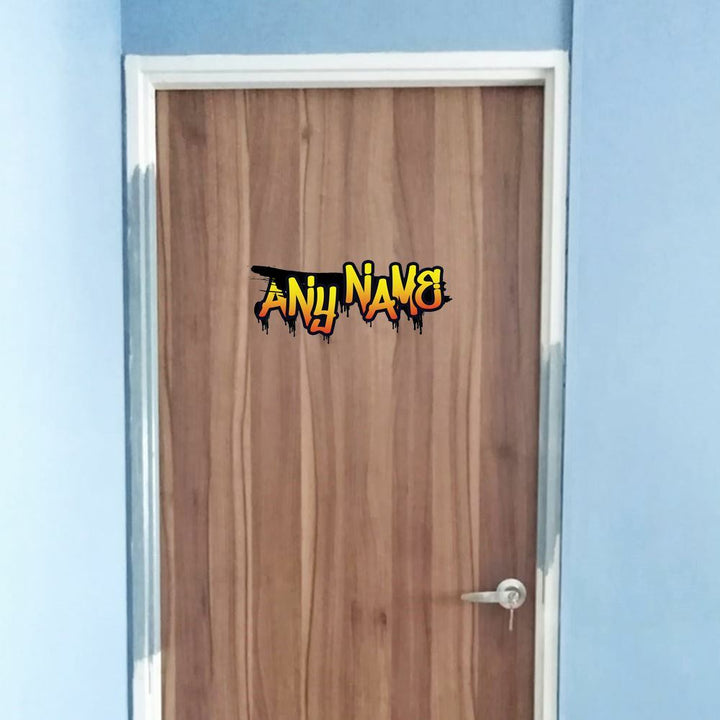 Personalised Yellow Graffit Sticker Perfect For Bedroom Doors or Wall Any Name Printed Simply Peel and Stick - 300mm wide Image 2