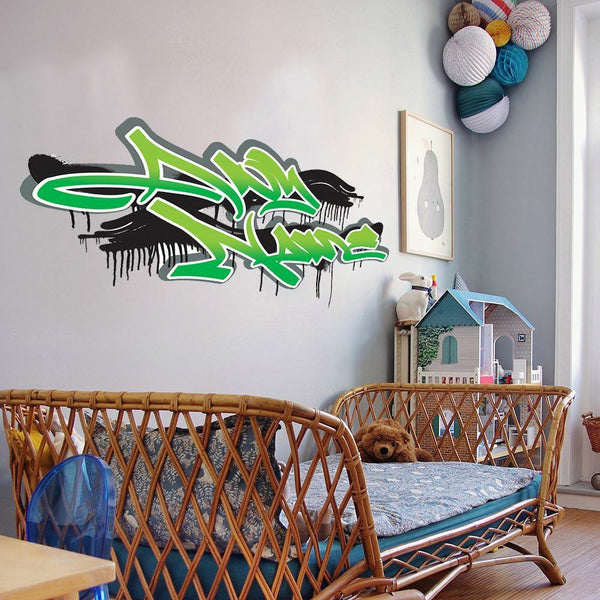 Personalised Large Green Graffit Sticker Perfect Large Decal For Walls, Bedrooms and More Simply Peel and Stick- 1000mm wide Image 1