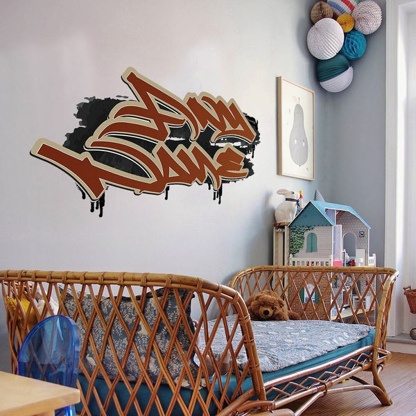 Personalised Large Brown Graffit Sticker Perfect Large Decal For Walls, Bedrooms and More Simply Peel and Stick- 1000mm wide Image 1