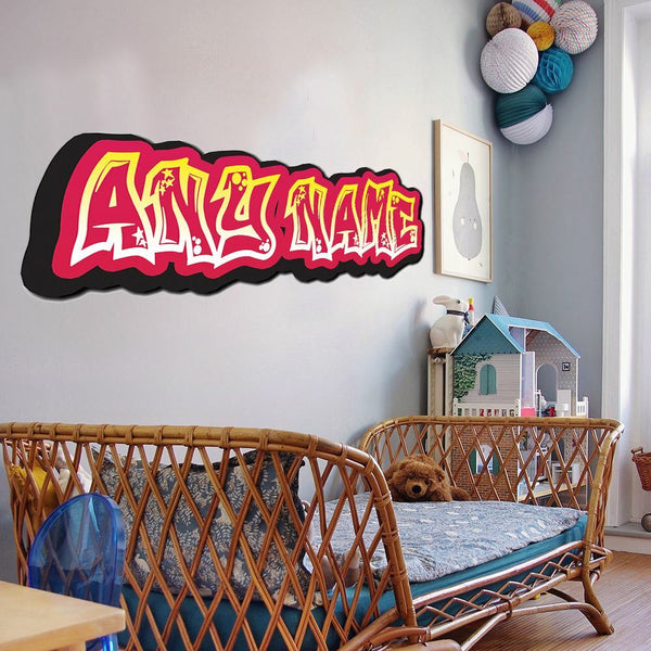 Personalised Large Red and Yellow Graffit Sticker Perfect Large Decal For Walls, Bedrooms and More Simply Peel and Stick- 1000mm wide Image 1