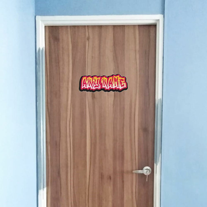 Personalised Red and Yellow Graffit Sticker Perfect For Bedroom Doors or Wall Any Name Printed Simply Peel and Stick - 300mm wide Image 2