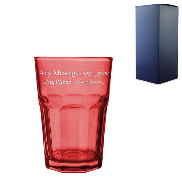 Engraved 365ml Red Coloured Highball Glass with Gift Box Image 1