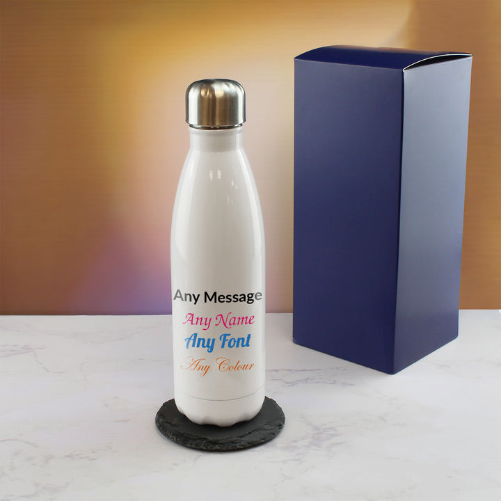 Printed White Thermal Bottle, Any Message, Stainless Steel 500ml/17oz Image 3