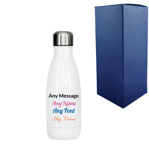 Printed White Thermal Bottle, Any Message, Stainless Steel 350ml/12.3oz Image 1