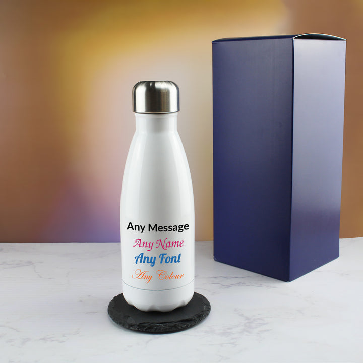 Printed White Thermal Bottle, Any Message, Stainless Steel 350ml/12.3oz Image 3