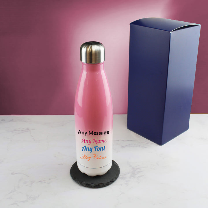Printed Pink Gradient Thermal Bottle, Any Message, Stainless Steel 500ml/17oz Image 3