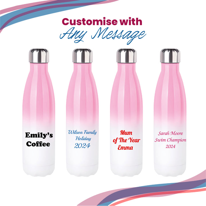 Printed Pink Gradient Thermal Bottle, Any Message, Stainless Steel 500ml/17oz Image 5