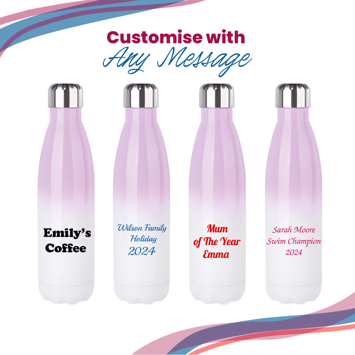 Printed Lilac Gradient Thermal Bottle, Any Message, Stainless Steel 500ml/17oz Image 5