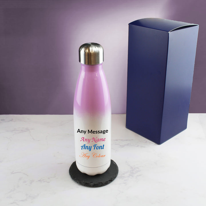 Printed Lilac Gradient Thermal Bottle, Any Message, Stainless Steel 500ml/17oz Image 3