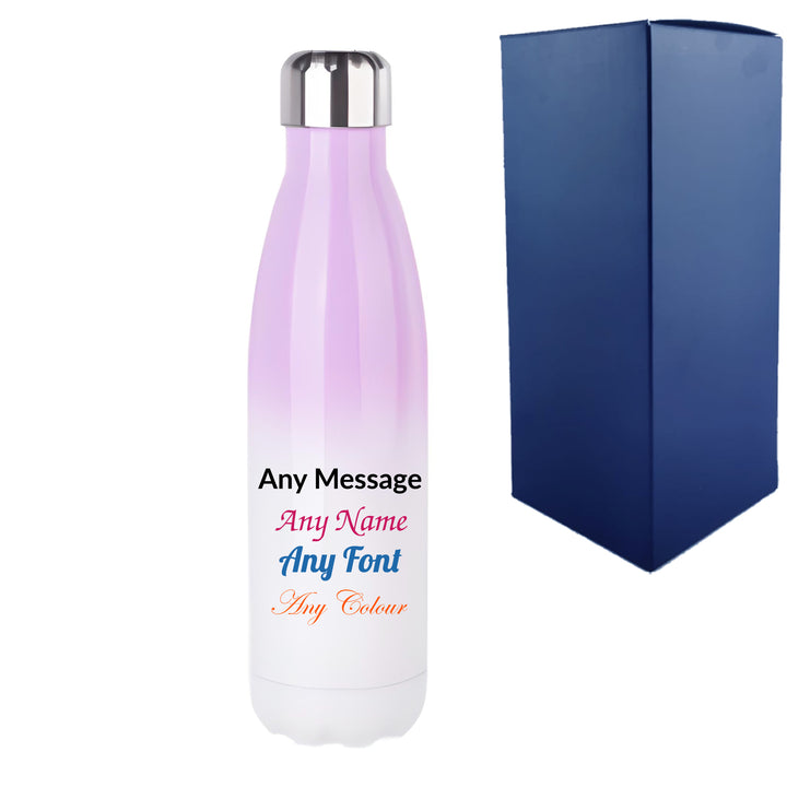 Printed Lilac Gradient Thermal Bottle, Any Message, Stainless Steel 500ml/17oz Image 2