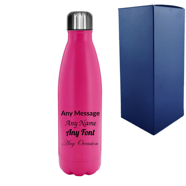 Printed Deep Pink Thermal Bottle, Any Message, Stainless Steel 500ml/17oz Image 1