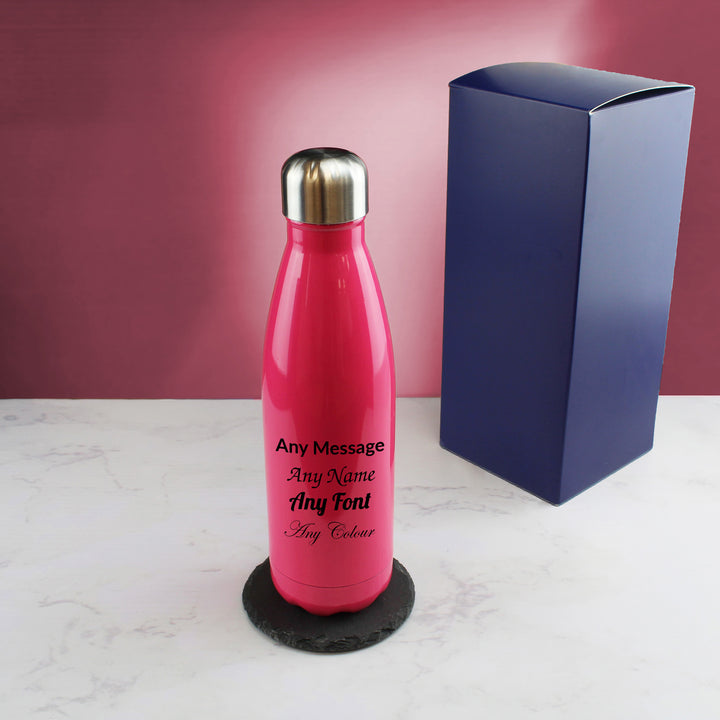 Printed Deep Pink Thermal Bottle, Any Message, Stainless Steel 500ml/17oz Image 3