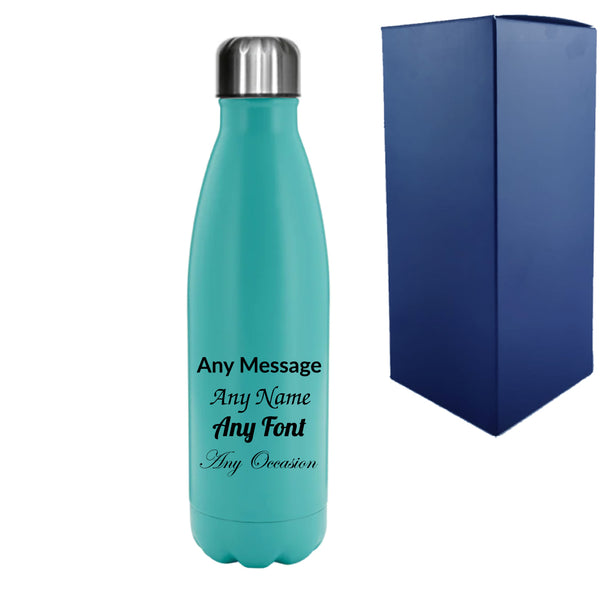 Printed Teal Thermal Bottle, Any Message, Stainless Steel 500ml/17oz Image 1