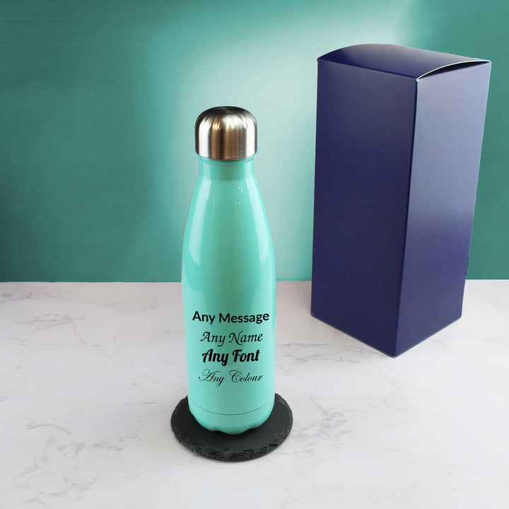 Printed Teal Thermal Bottle, Any Message, Stainless Steel 500ml/17oz Image 3
