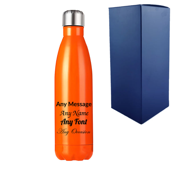 Printed Orange Thermal Bottle, Any Message, Stainless Steel 500ml/17oz Image 1