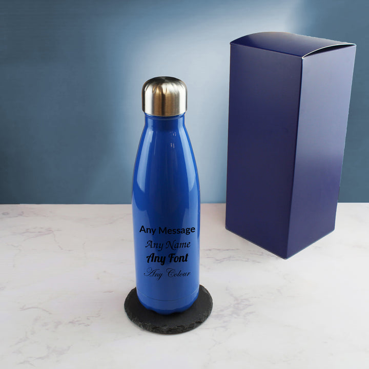 Printed Blue Thermal Bottle, Any Message, Stainless Steel 500ml/17oz Image 3