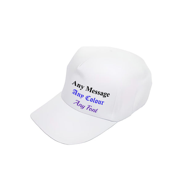 Printed White Baseball Cap, Any Message, Any Colour, Adjustable Size Image 1