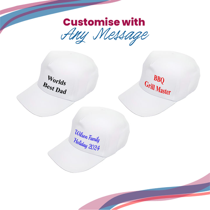 Printed White Baseball Cap, Any Message, Any Colour, Adjustable Size Image 5