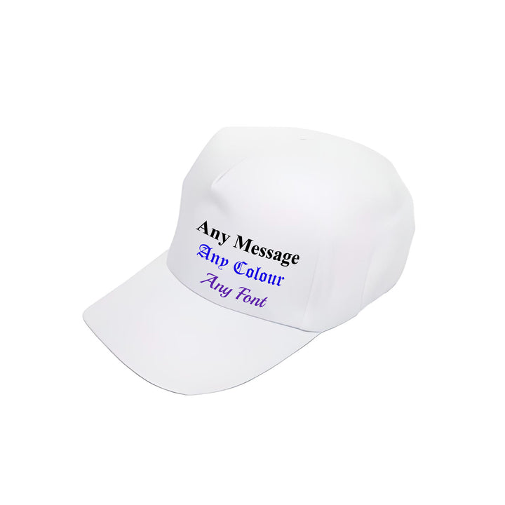 Printed White Baseball Cap, Any Message, Any Colour, Adjustable Size Image 2