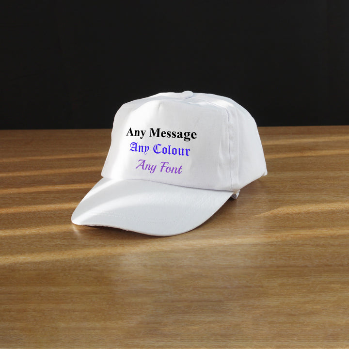 Printed White Baseball Cap, Any Message, Any Colour, Adjustable Size Image 3