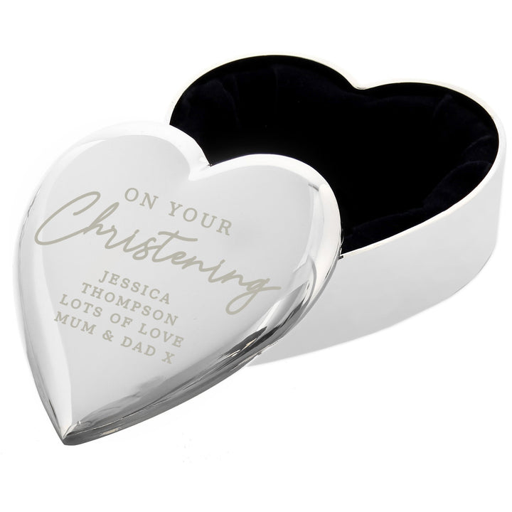 Personalised Christening Heart Trinket Box Gift