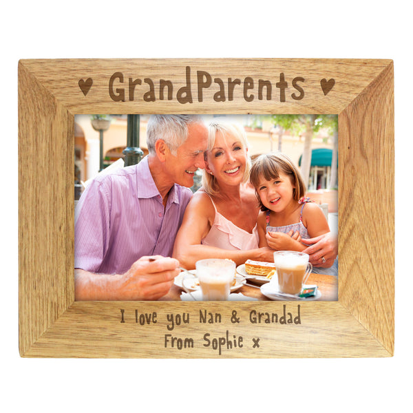 Personalised Grandparents 5x7 Landscape Wooden Photo Frame