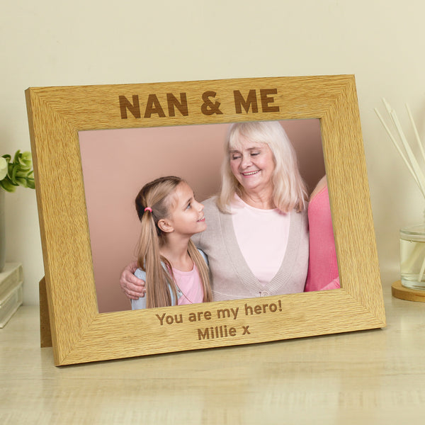 Personalised Nan & Me 5x7 Landscape Wooden Photo Frame