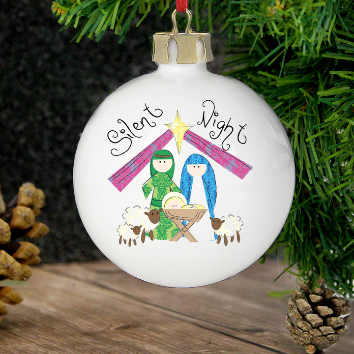 Buy Personalised Nativity Silent Night Bauble from www.giftsfinder.co.uk