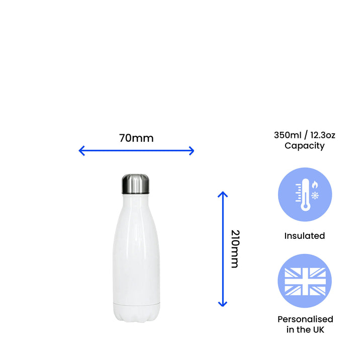 Printed White Thermal Bottle, Any Message, Stainless Steel 350ml/12.3oz Image 6