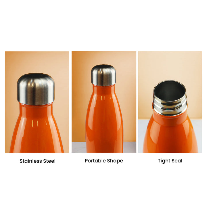 Printed Orange Thermal Bottle, Any Message, Stainless Steel 500ml/17oz Image 7