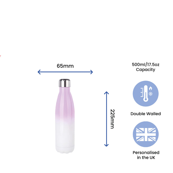 Printed Lilac Gradient Thermal Bottle, Any Message, Stainless Steel 500ml/17oz Image 6