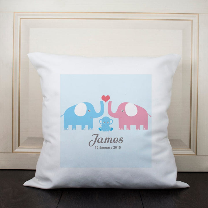 Baby Cushion Cover - Elephants (Blue)