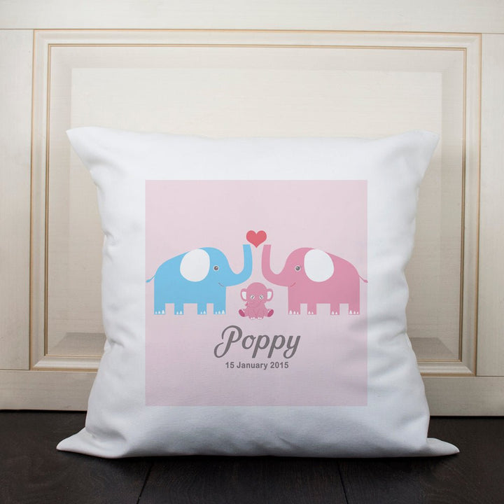 Baby Cushion Cover - Elephants (Pink)