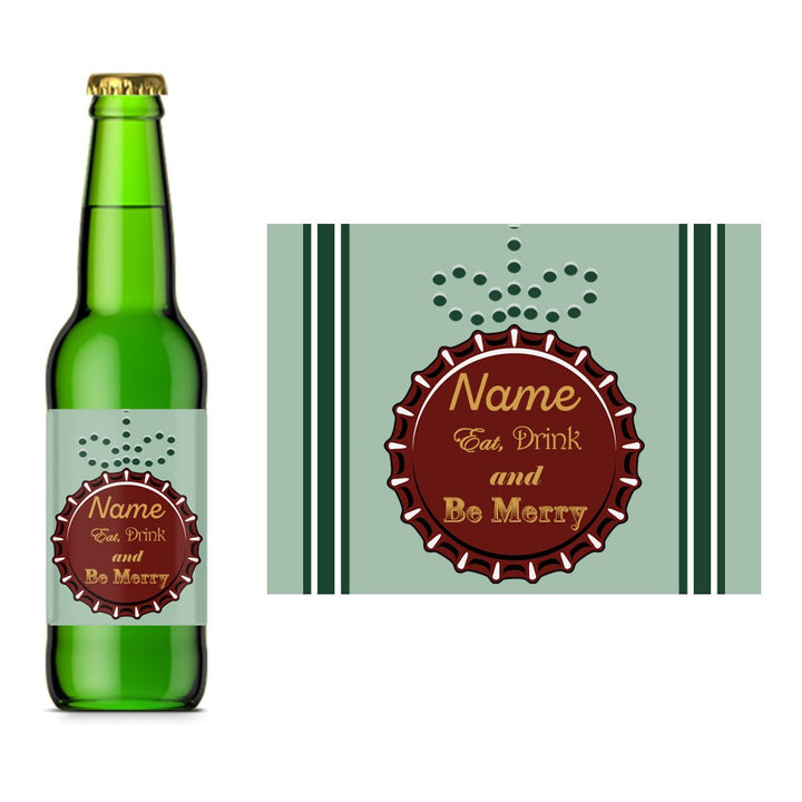 Beer Bottle Label with Bottle Cap Bauble Design