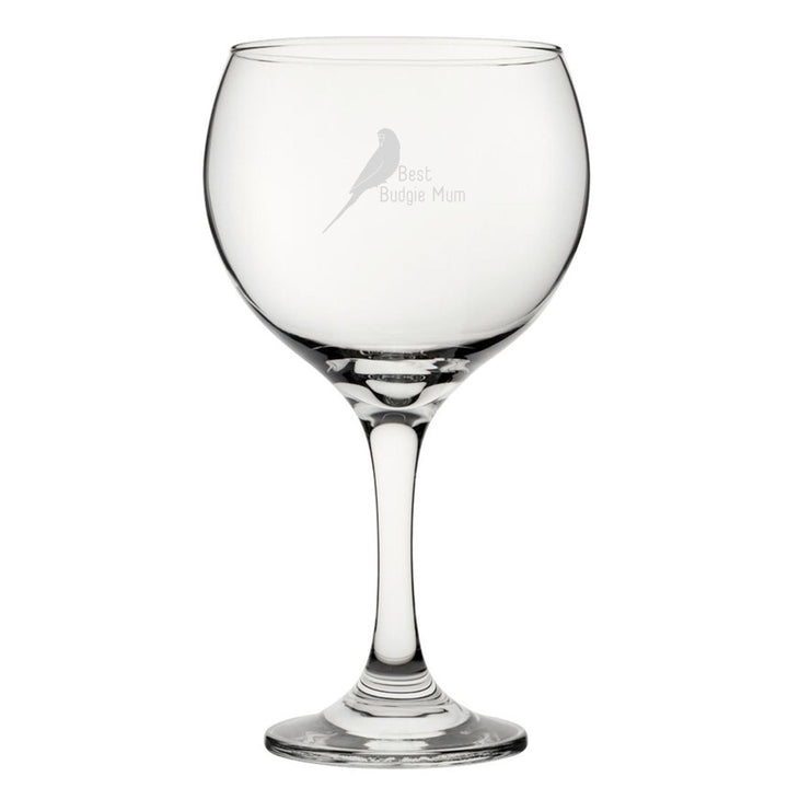 Best Budgie Dad - Engraved Novelty Gin Balloon Cocktail Glass