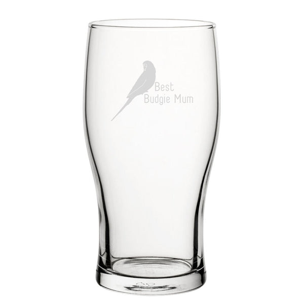 Best Budgie Dad - Engraved Novelty Tulip Pint Glass