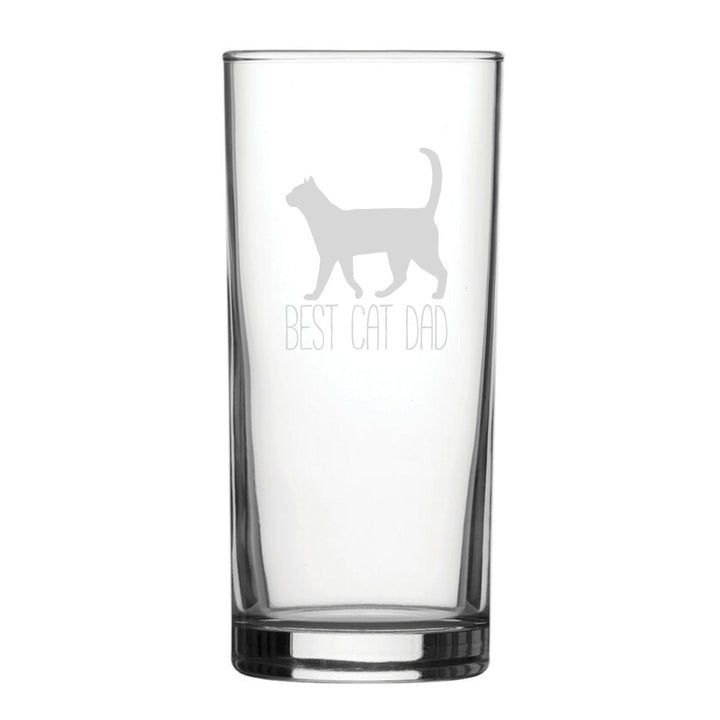 Best Cat Dad - Engraved Novelty Hiball Glass
