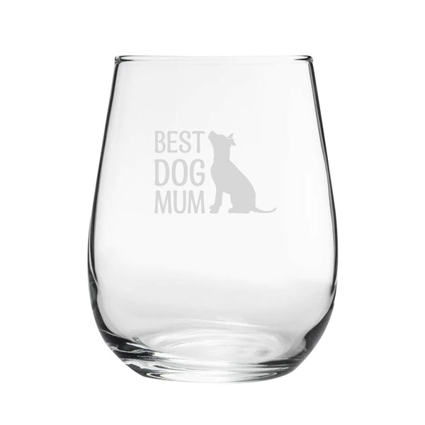 Best Dog Mum - Engraved Novelty Stemless Wine Gin Tumbler