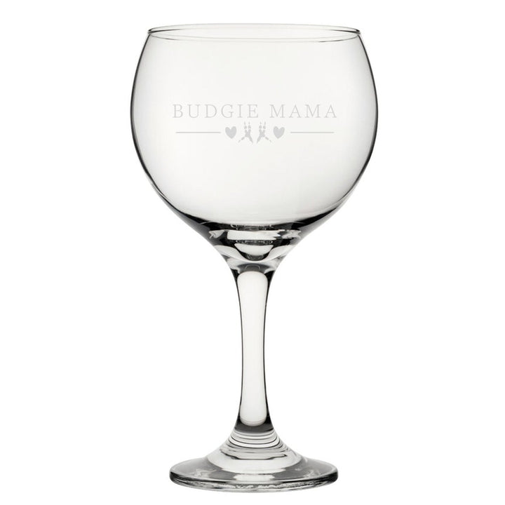 Budgie Papa - Engraved Novelty Gin Balloon Cocktail Glass