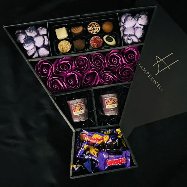 Cadbury Heroes & Yankee Candle Signature Chocolate Bouquet With Purple Roses