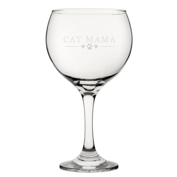 Cat Mama - Engraved Novelty Gin Balloon Cocktail Glass