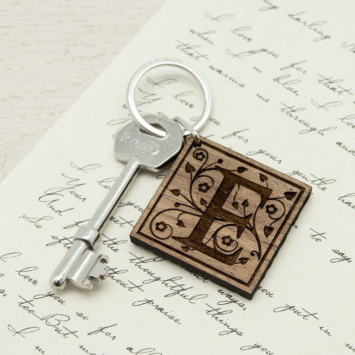 Decorative Initial Wooden Keyring