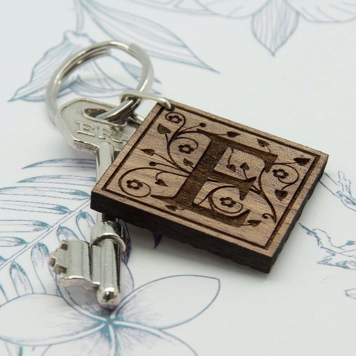 Decorative Initial Wooden Keyring