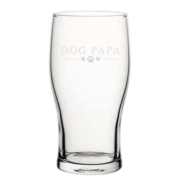 Dog Papa - Engraved Novelty Tulip Pint Glass